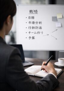 コーチングセッションのテーマや課題を書き出したビジネスノートのイメージ